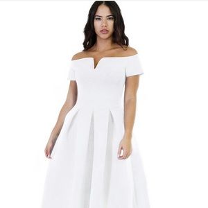 NWT Lalagen White Cap Sleeve Empire Waist Dress
